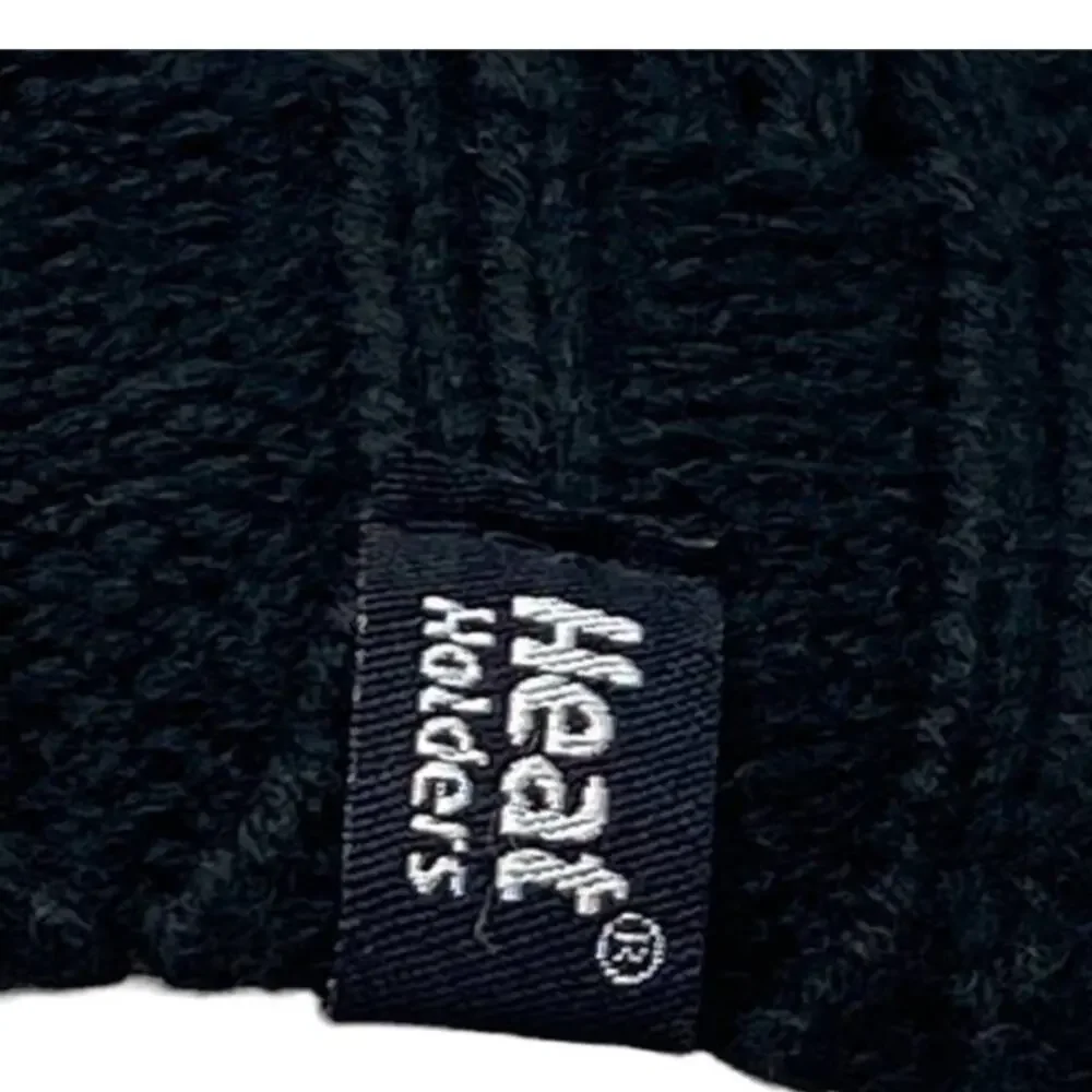 HEAT HOLDERS Black Cable Knit Fleece Women's Winter Cap Beanie Hat